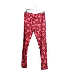 LuLaRoe Women's Pink Red Hearts Tall & Curvy Tights